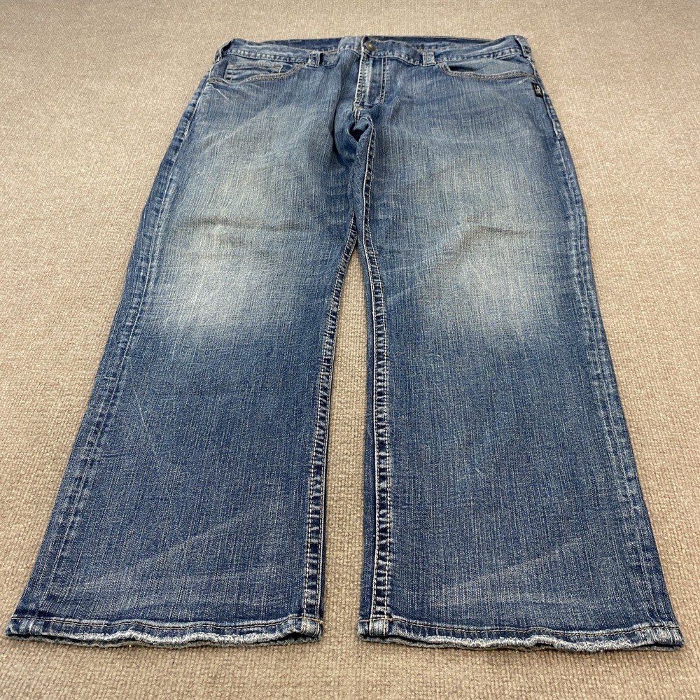 Silver Gordie Jeans Mens 40x30 Blue Relaxed Straight Denim Wide Leg Bootcut
